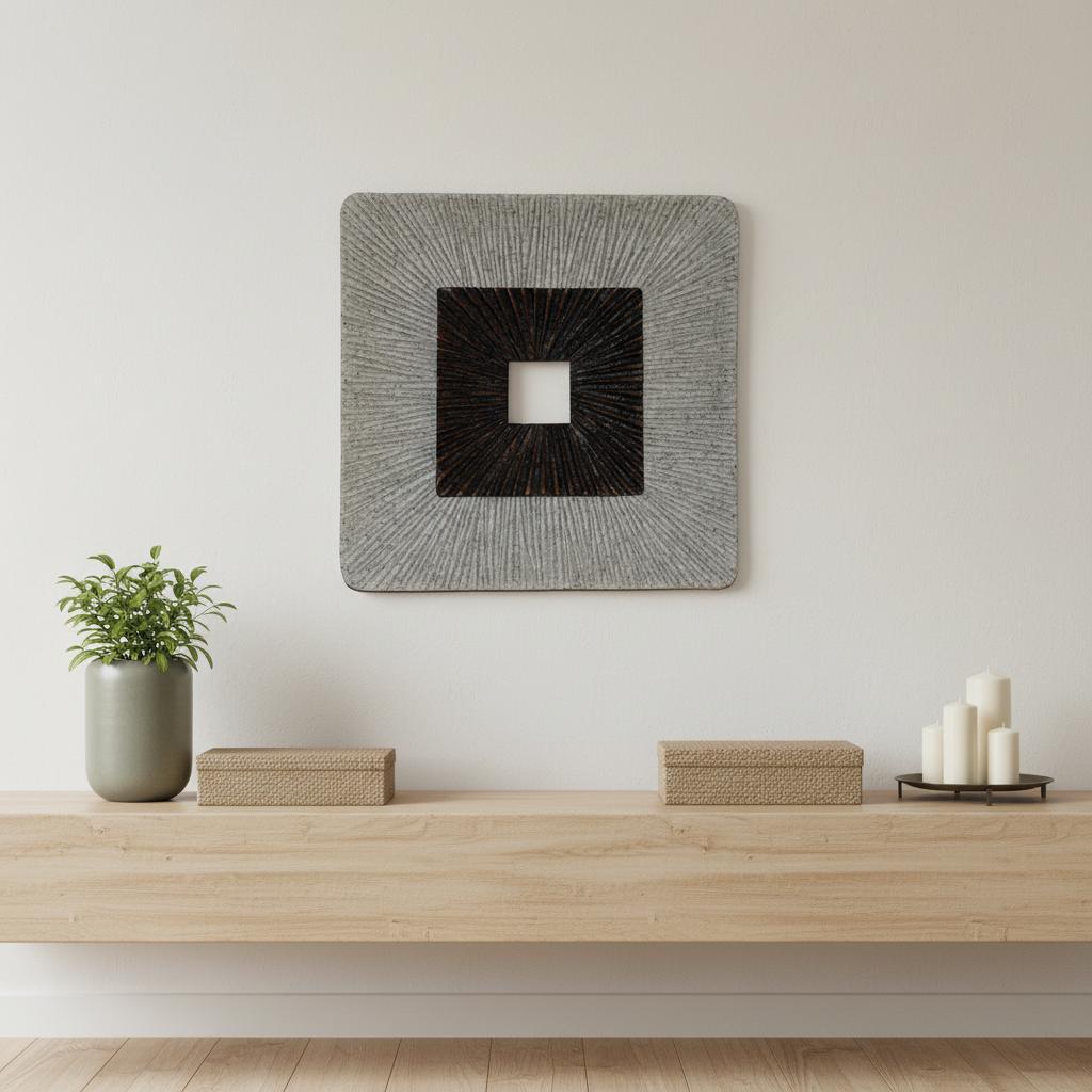 Brown & Gray Square Ribbed Minimalistic Wall Art