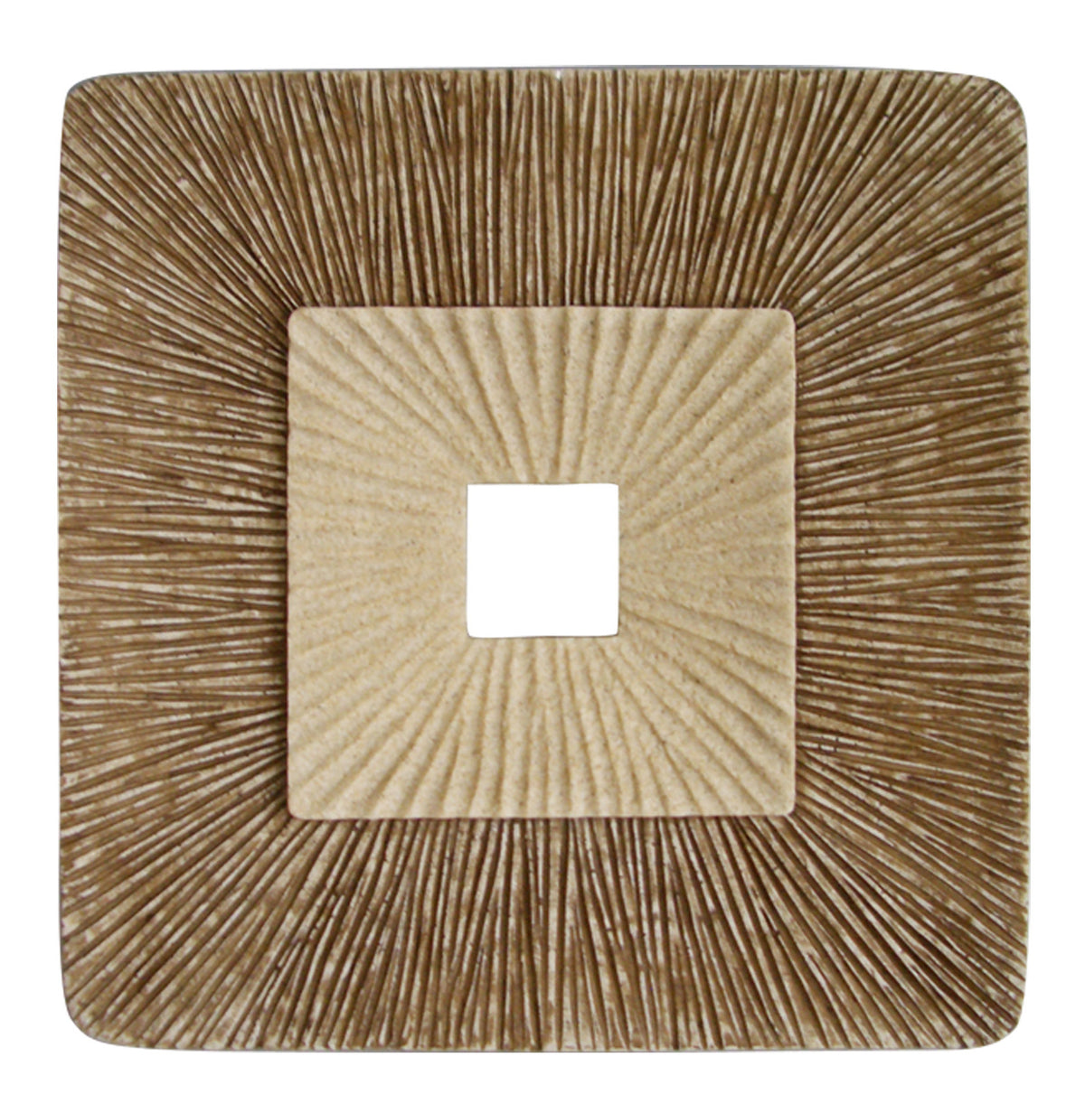 Set of Two Brown Abstract Geometric Sandstone Square Hanging Wall Decor