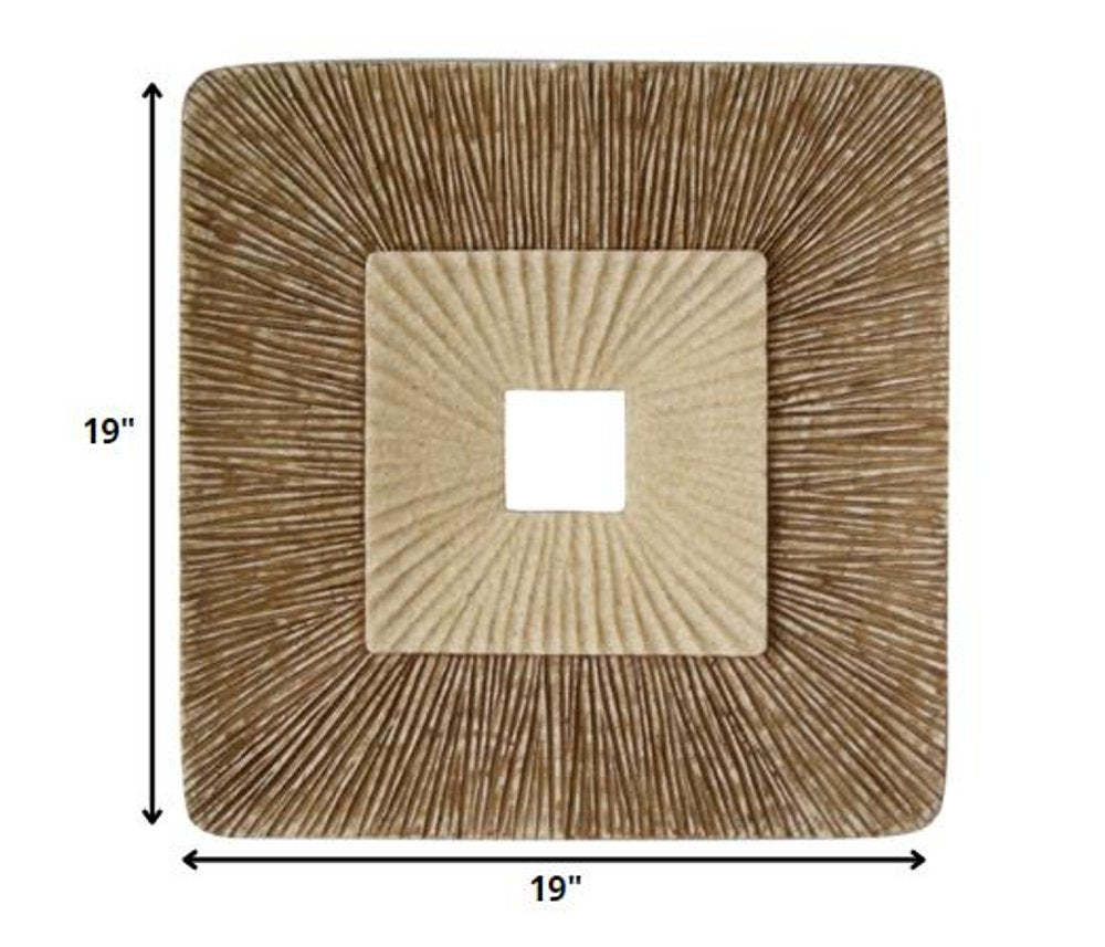 19" X 19" Brown Geometric Sandstone Square Hanging Wall Decor