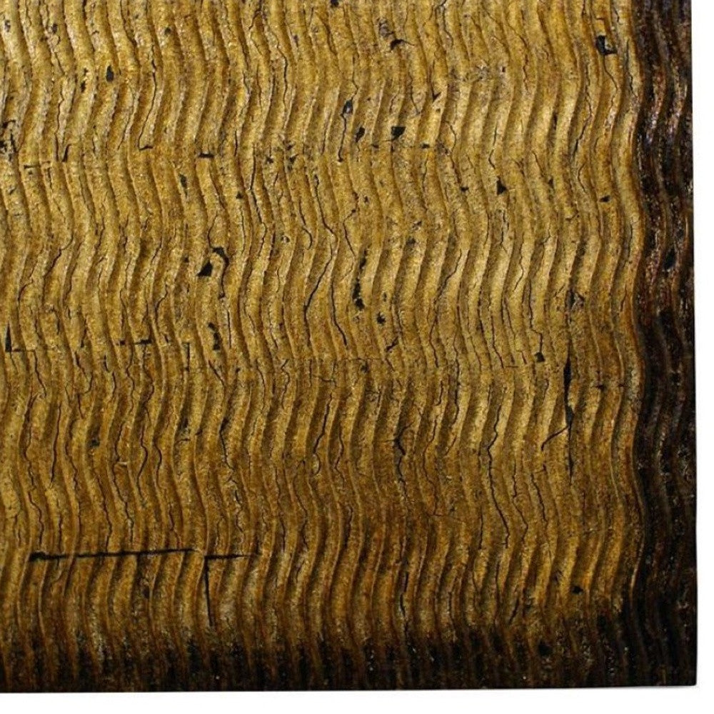 24" X 24" X 1" Raw Wood Look Gold Finish Square Wall Art Medium