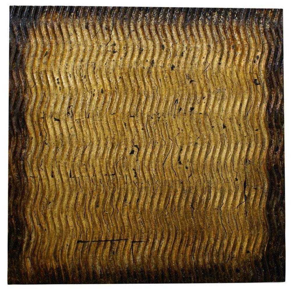 24" X 24" X 1" Raw Wood Look Silver Finish Square Wall Art Medium