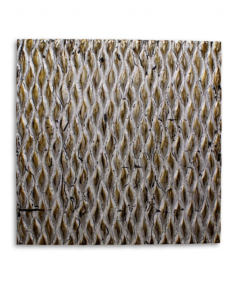 36" X 36" Silver Square Abstract Hanging Dimensional Sculpture