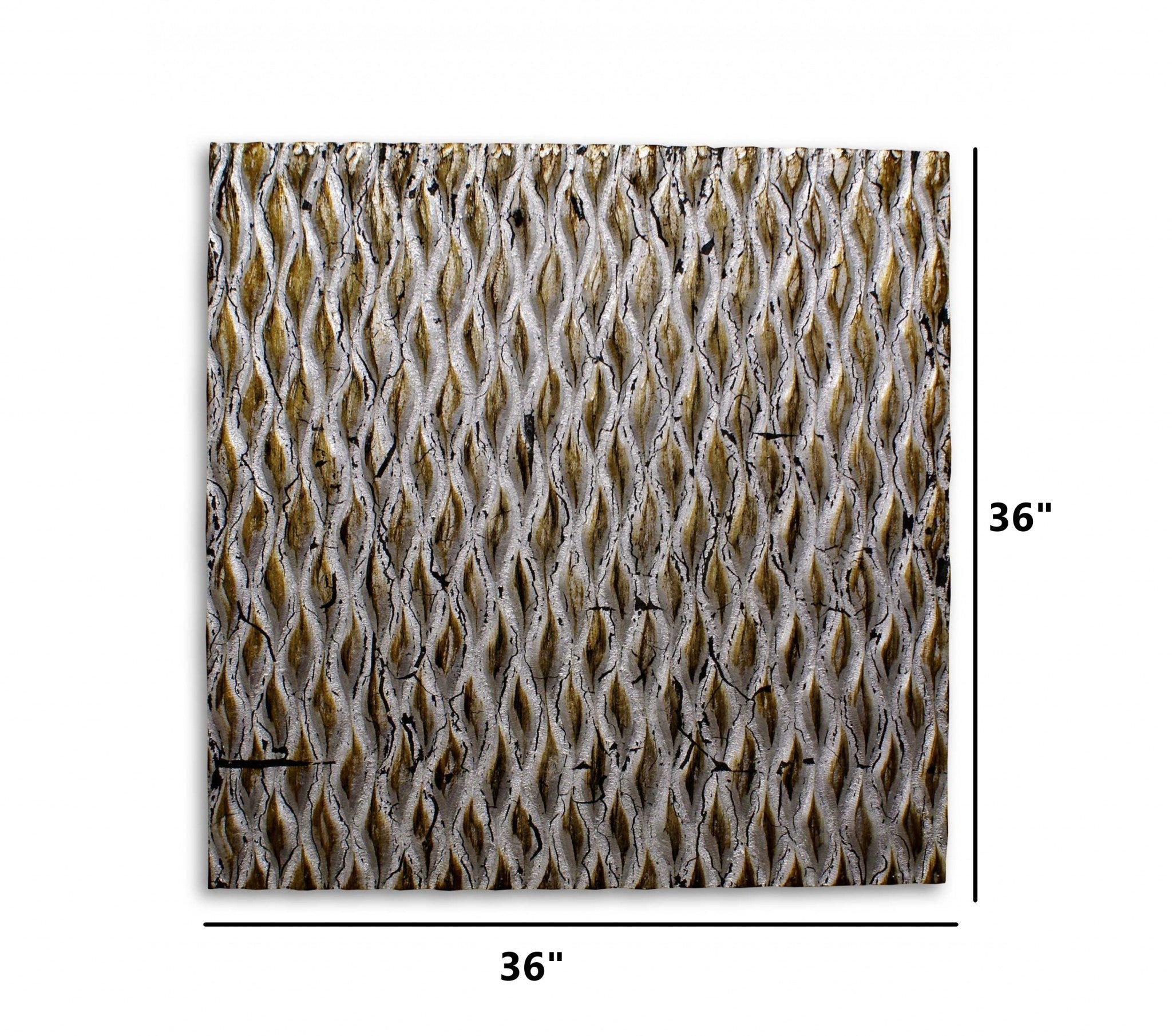 36" X 36" Silver Square Abstract Hanging Dimensional Sculpture