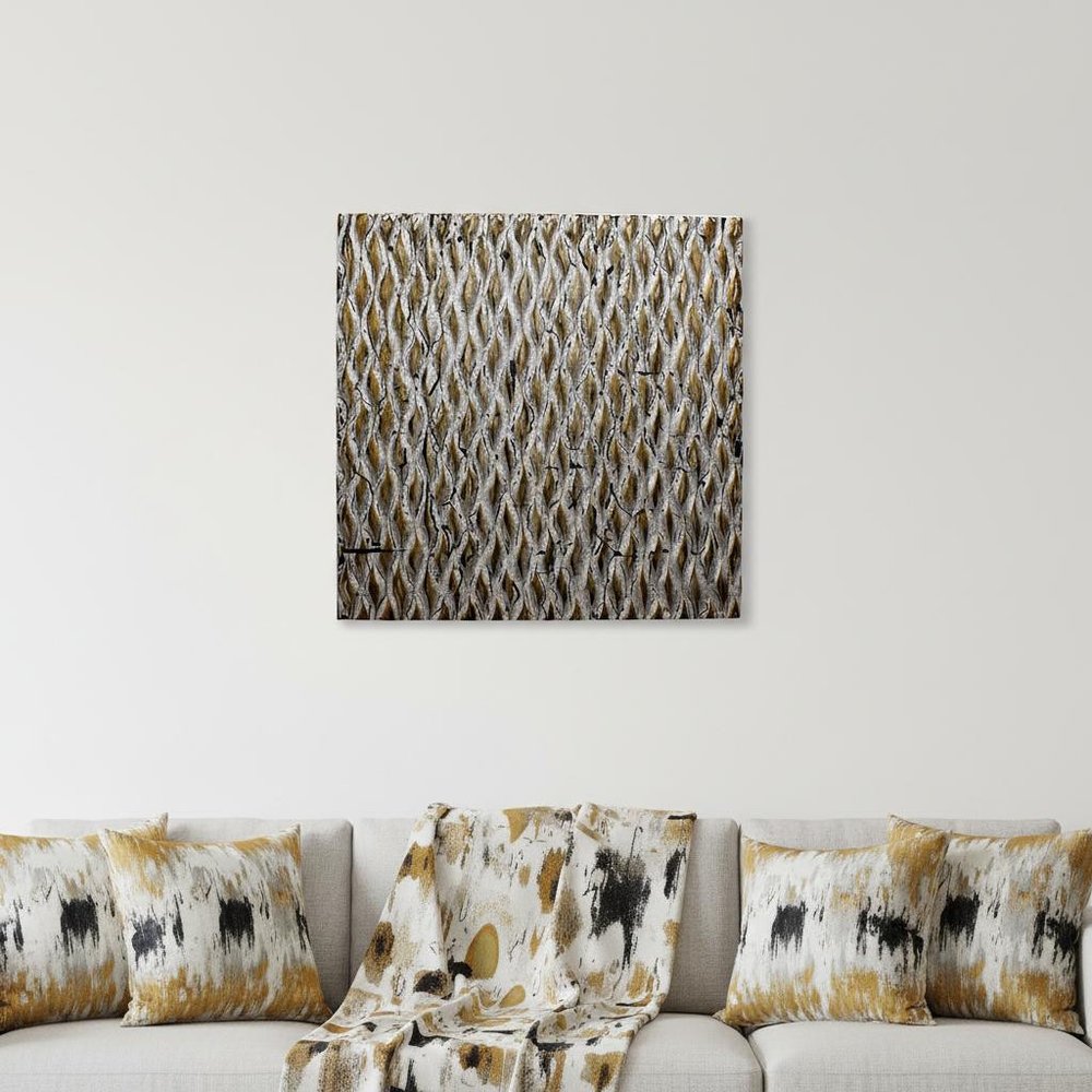 36" X 36" Silver Square Abstract Hanging Dimensional Sculpture