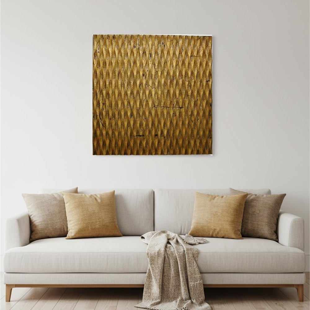 36" X 36" Silver Square Abstract Hanging Dimensional Sculpture