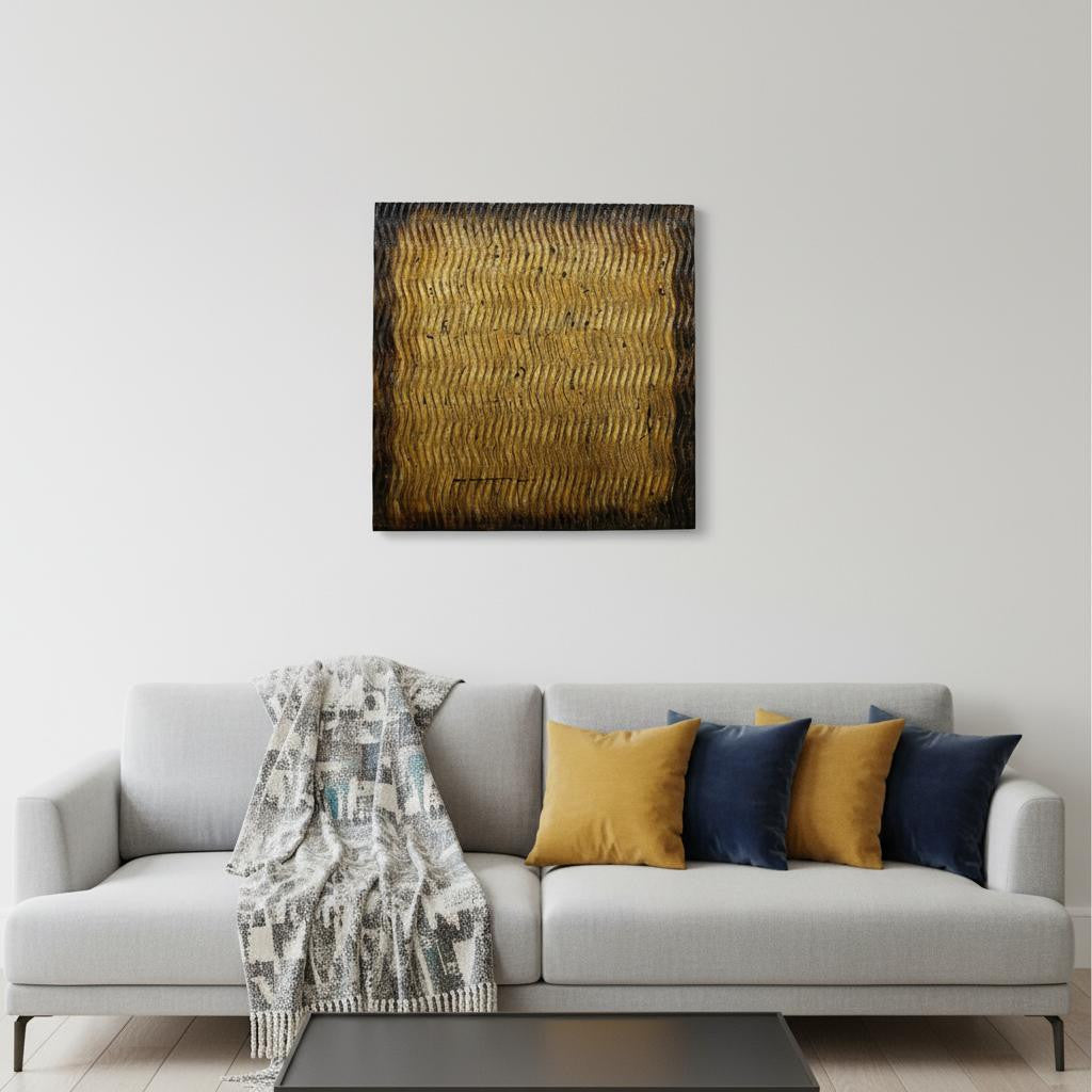 36" X 36" Bronze Square Abstract Hanging Dimensional Sculpture