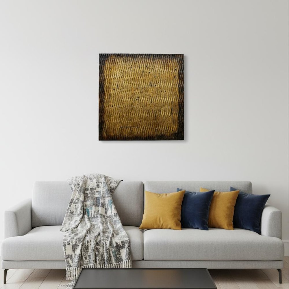 36" X 36" Silver Square Abstract Hanging Dimensional Sculpture