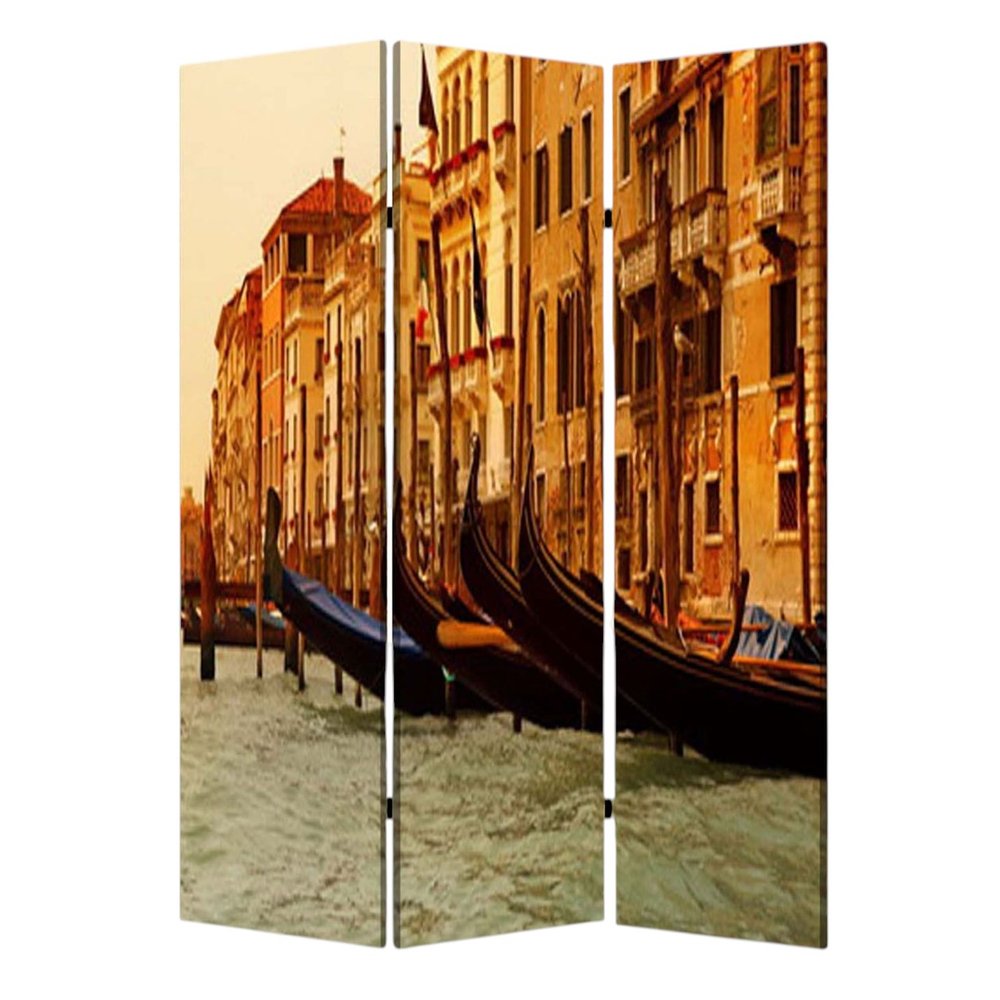 48" X 72" Multi Color Wood Canvas Venice  Screen