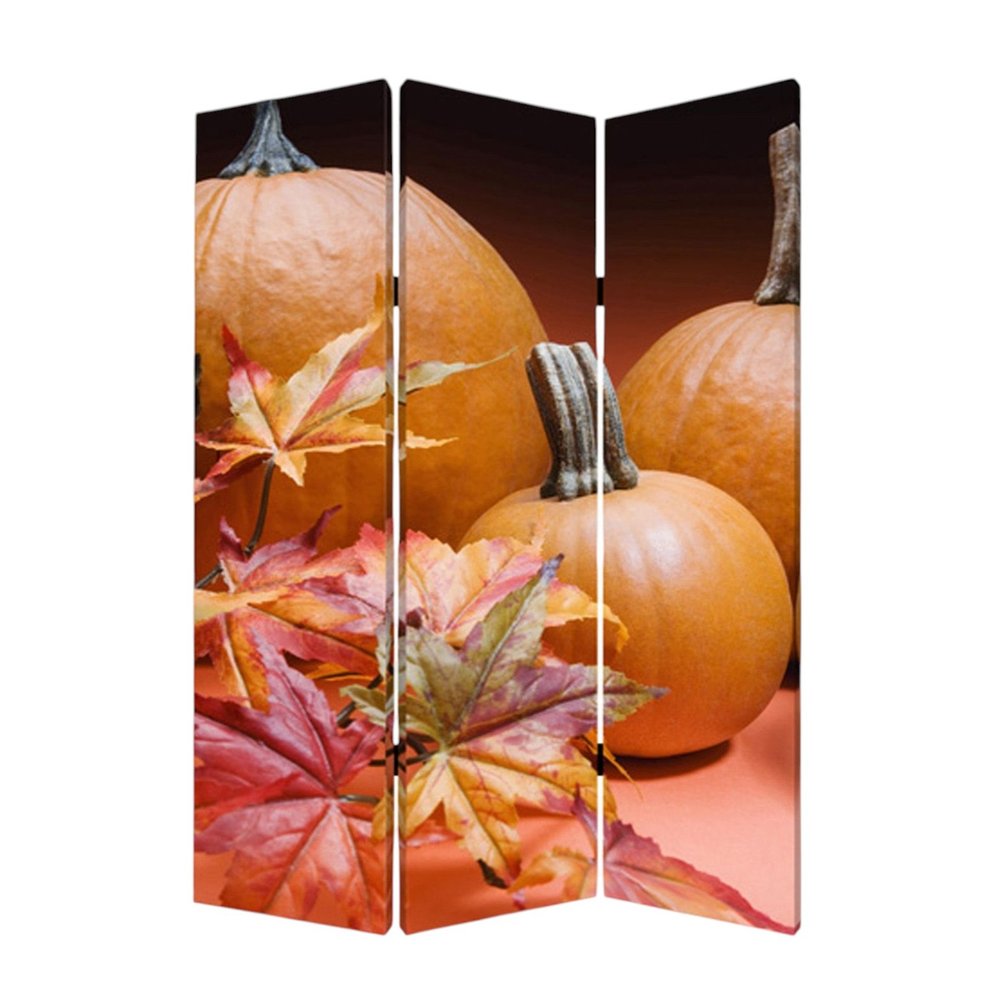 72" Brown Canvas Folding Three Panel Screen Room Divider