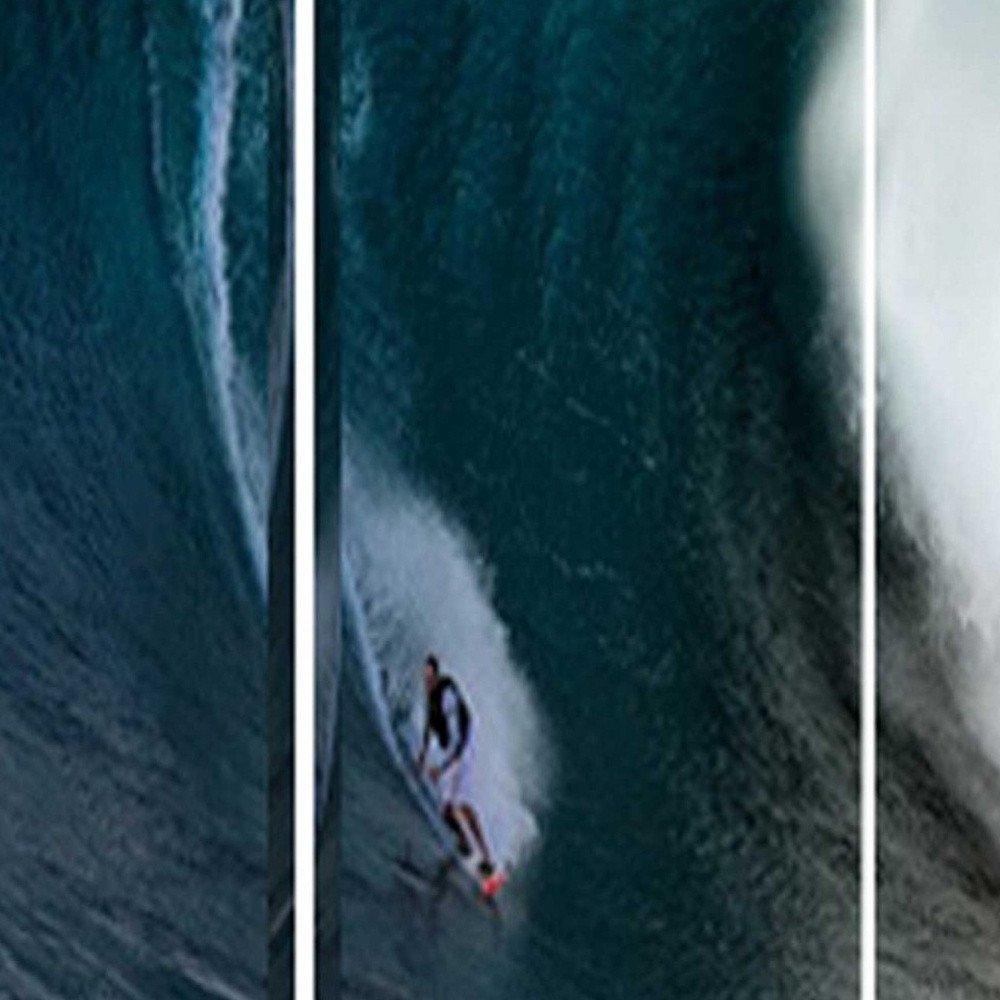 48 X 72 Multi Color Wood Canvas Wave  Screen