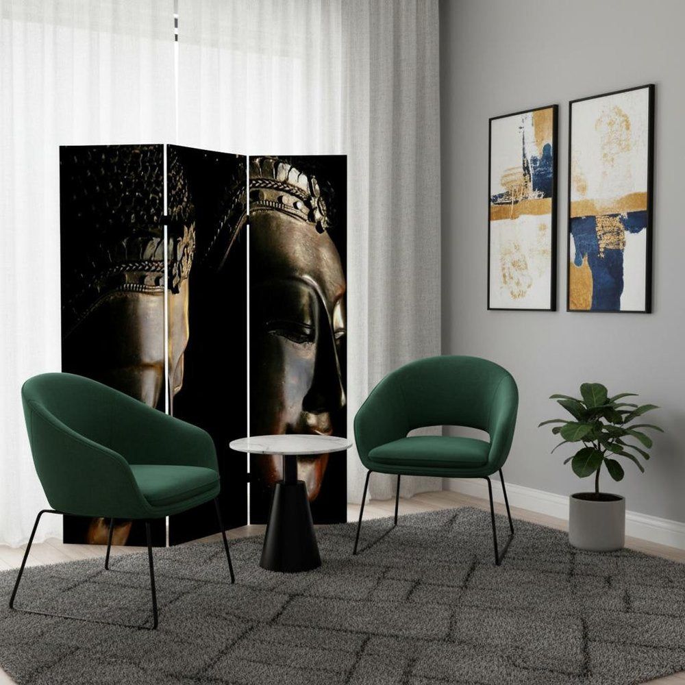 48" X 72" Multi Color Wood Canvas Budda  Screen