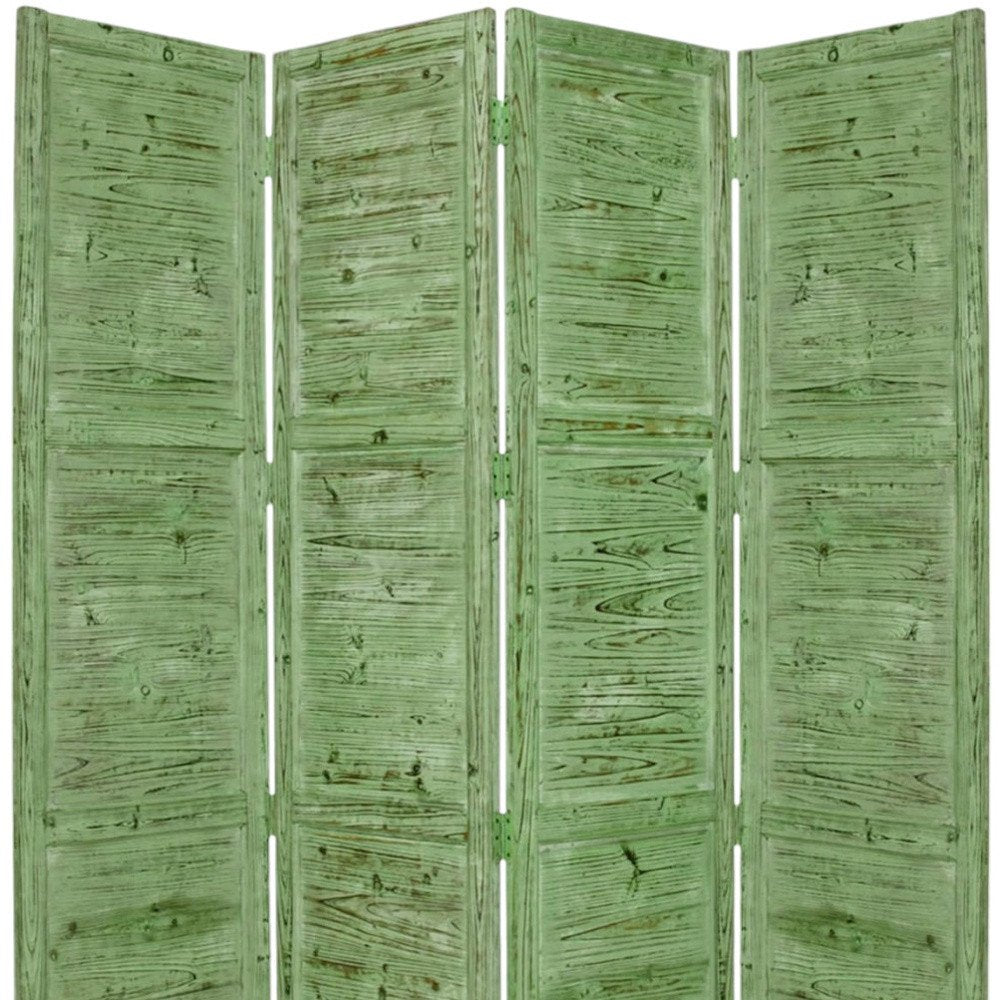 84" Black Wood Folding Four Panel Screen Room Divider