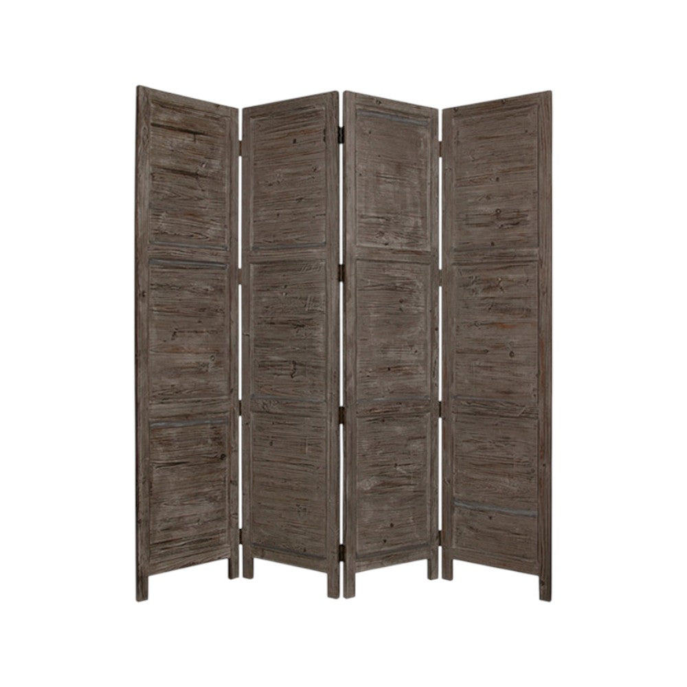84" Gray Folding Four Panel Screen Room Divider