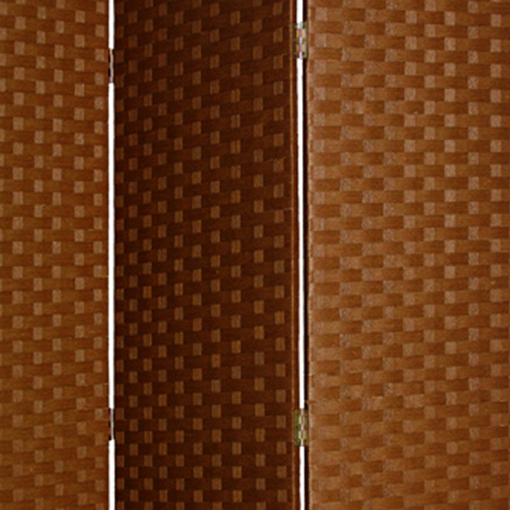 72" Dark Brown Folding Three Panel Screen Room Divider