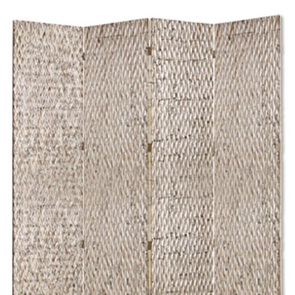84" Brown Wood Folding Four Panel Screen Room Divider