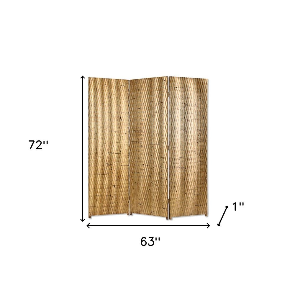 63" X 72" Silver Wood 3 Panel  Screen