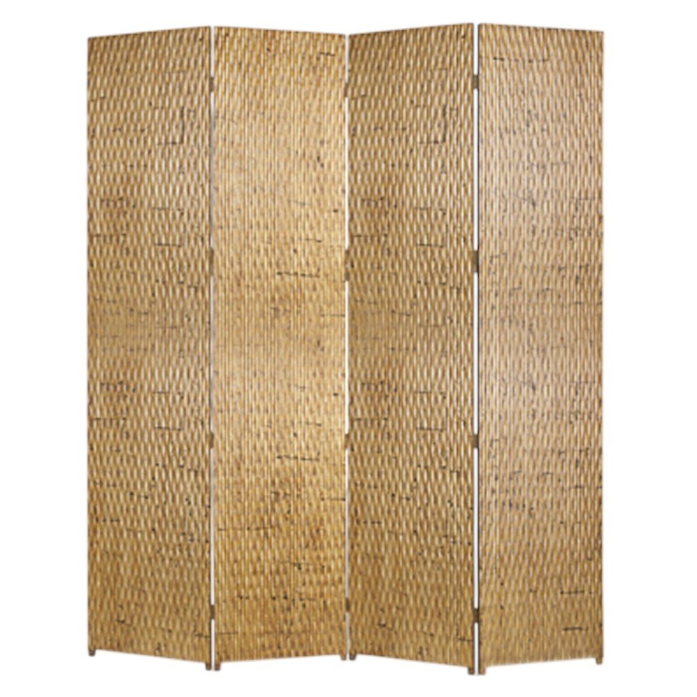84" Silver Wood Folding Four Panel Screen Room Divider