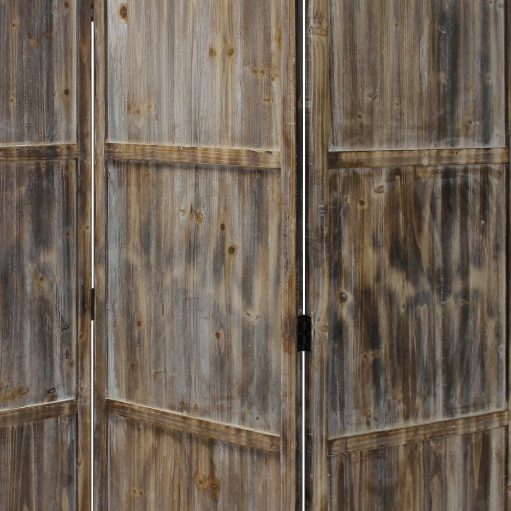 72" Brown Solid Wood Panel Screen Room Divider