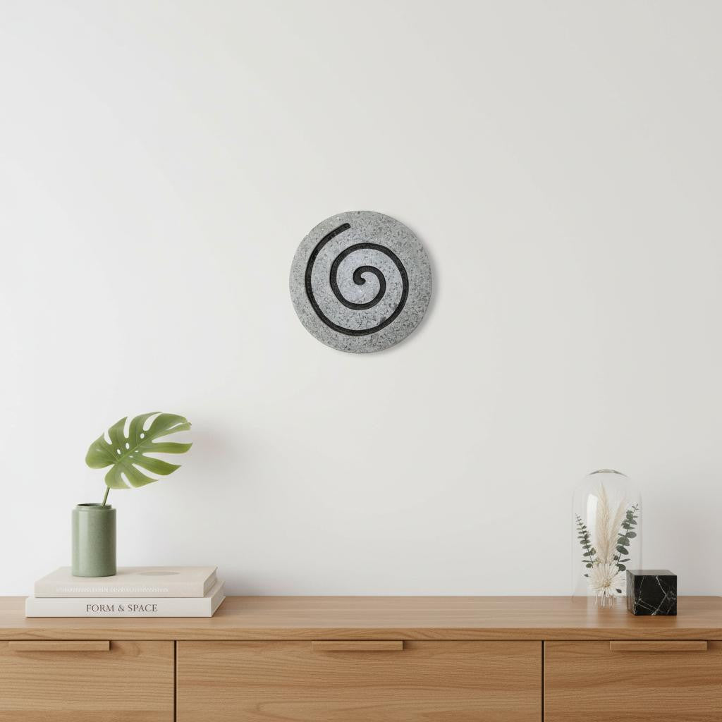 19" X 19" X 2" Gray Round Modern Spiral Wall Art