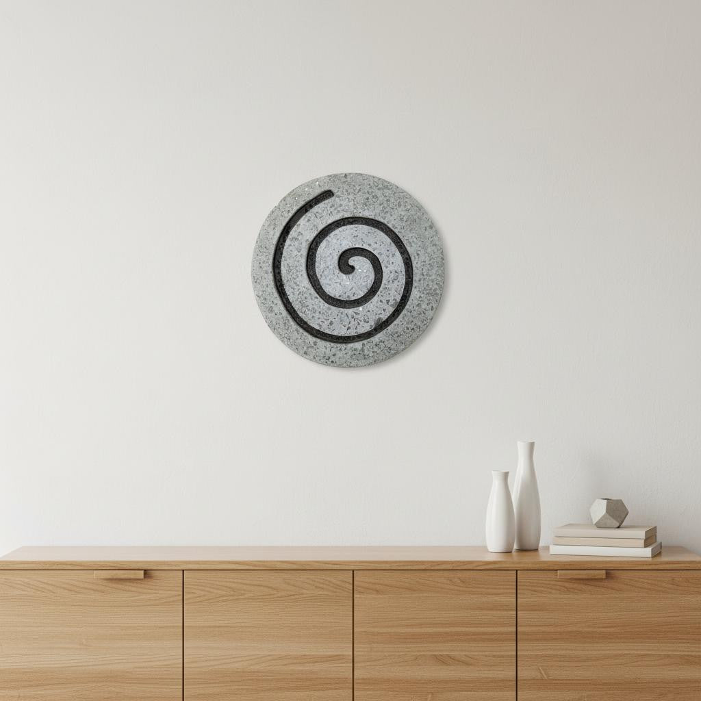 28" X 28" X 2" Gray Round Modern Spiral Wall Art