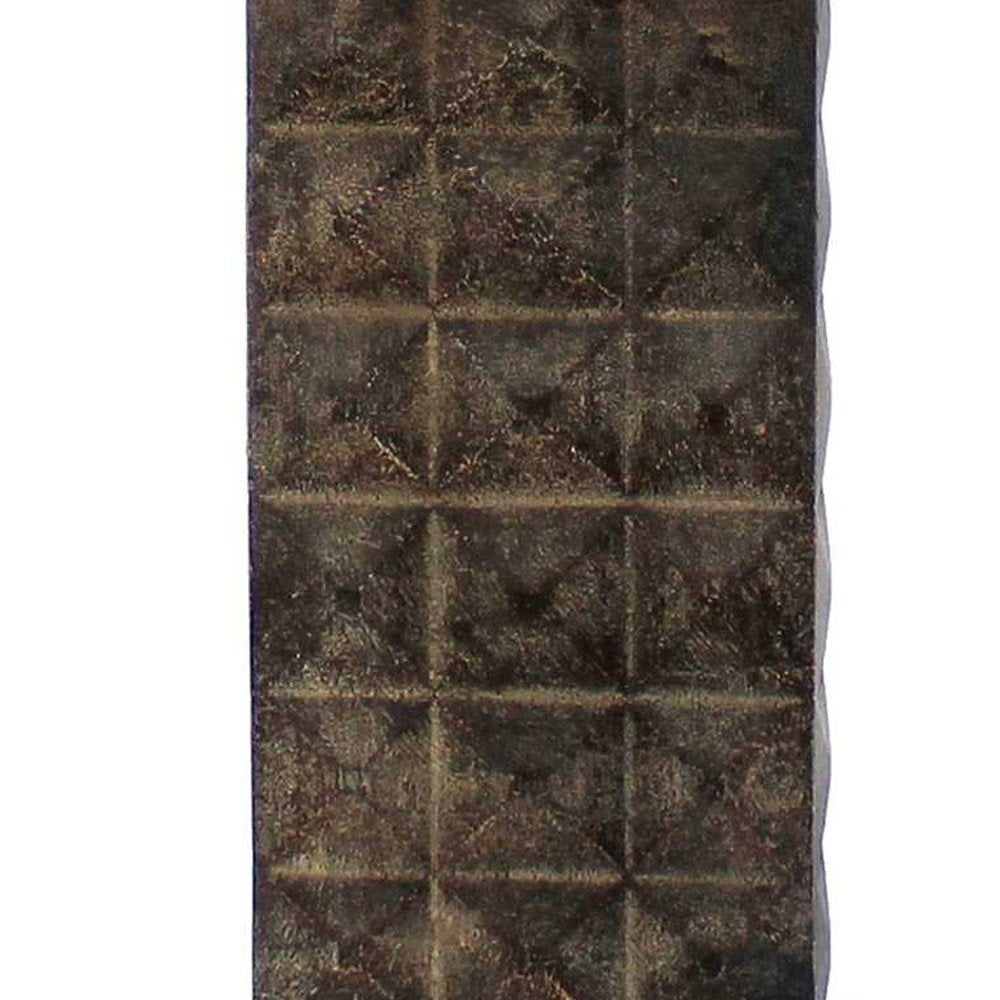 30" Distressed Bronze Metal Bedside Lamp With Khaki Shade