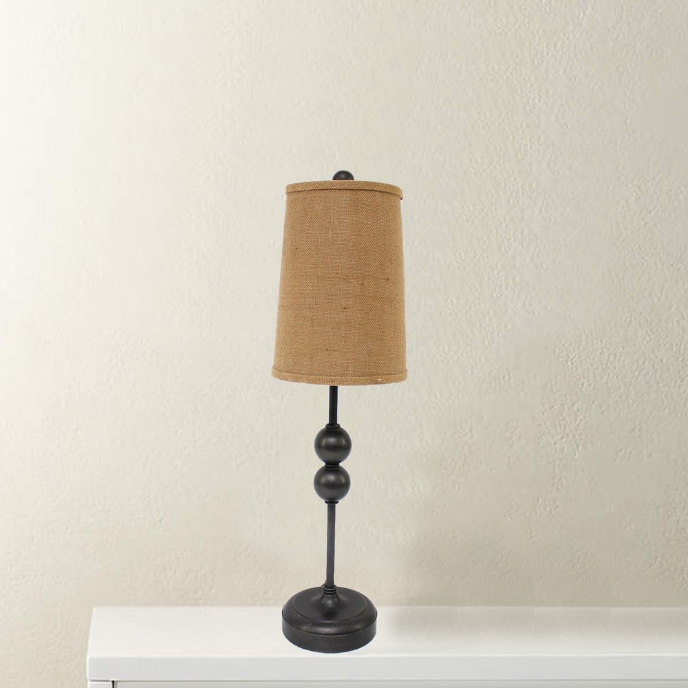 29" Bronze Bedside Lamp With Brown Shade