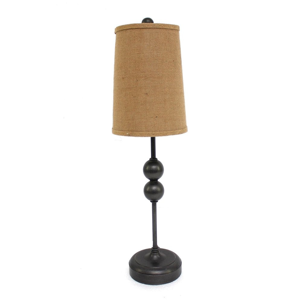 29" Bronze Bedside Lamp With Brown Shade