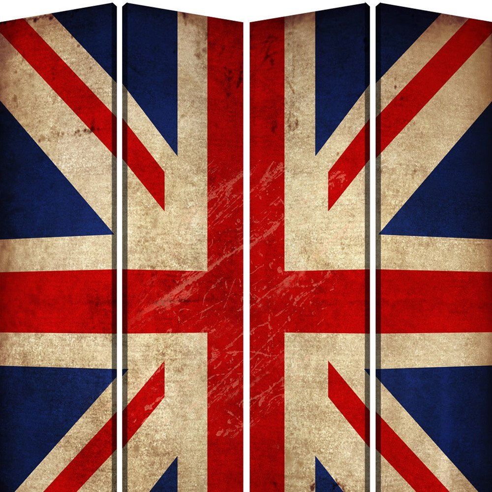 84 X 84 Multi Color Wood Canvas Union Jack  Screen