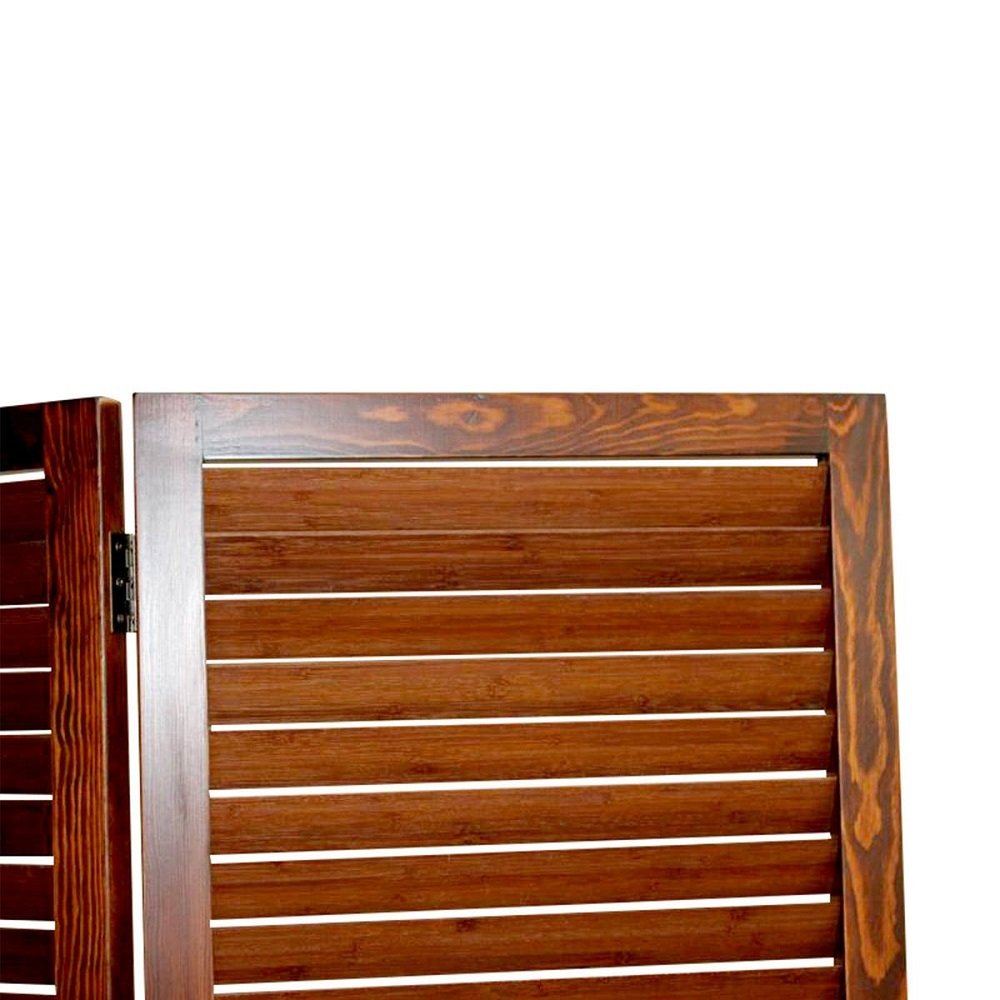 67" Brown Solid Wood Panel Screen Room Divider