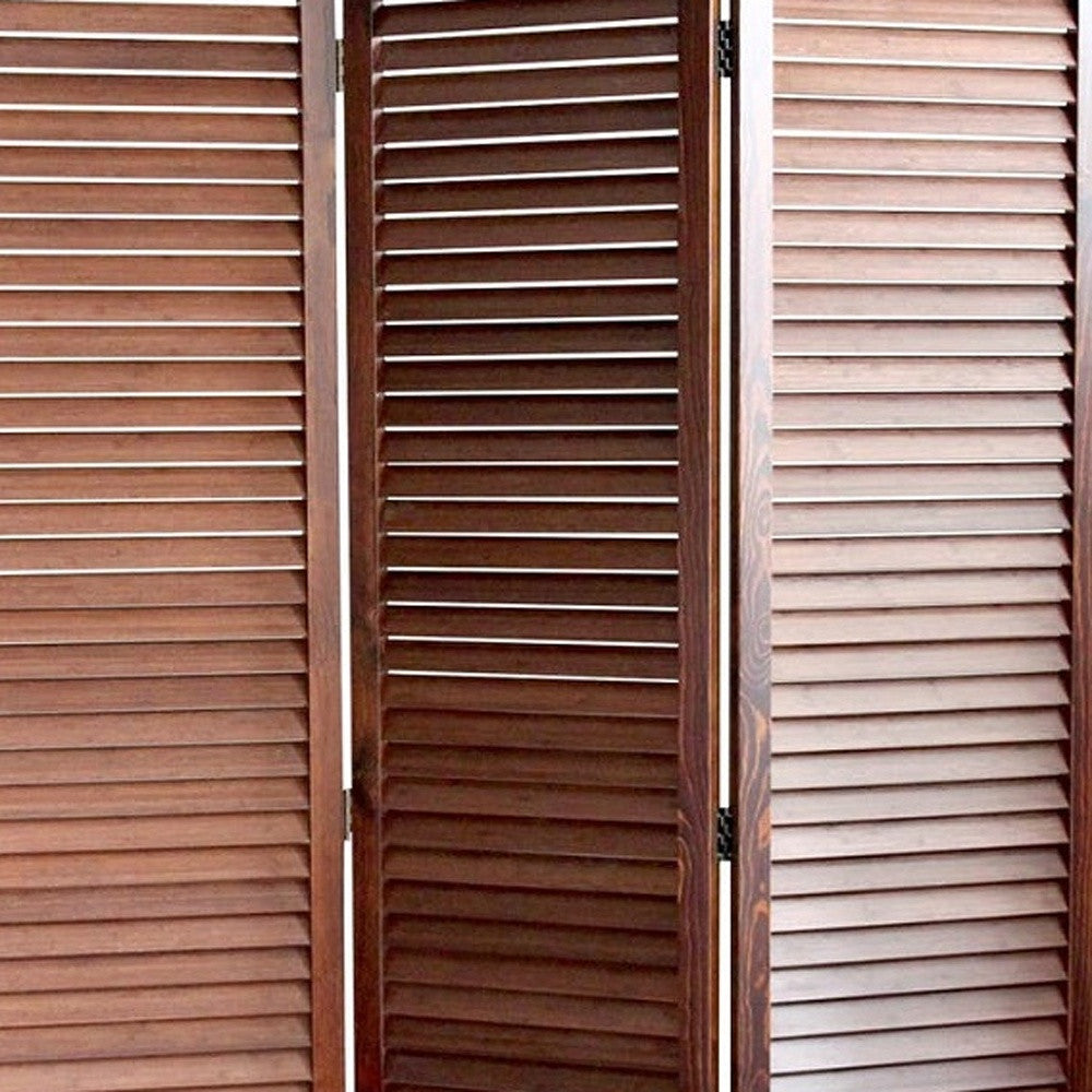 67" Brown Solid Wood Panel Screen Room Divider