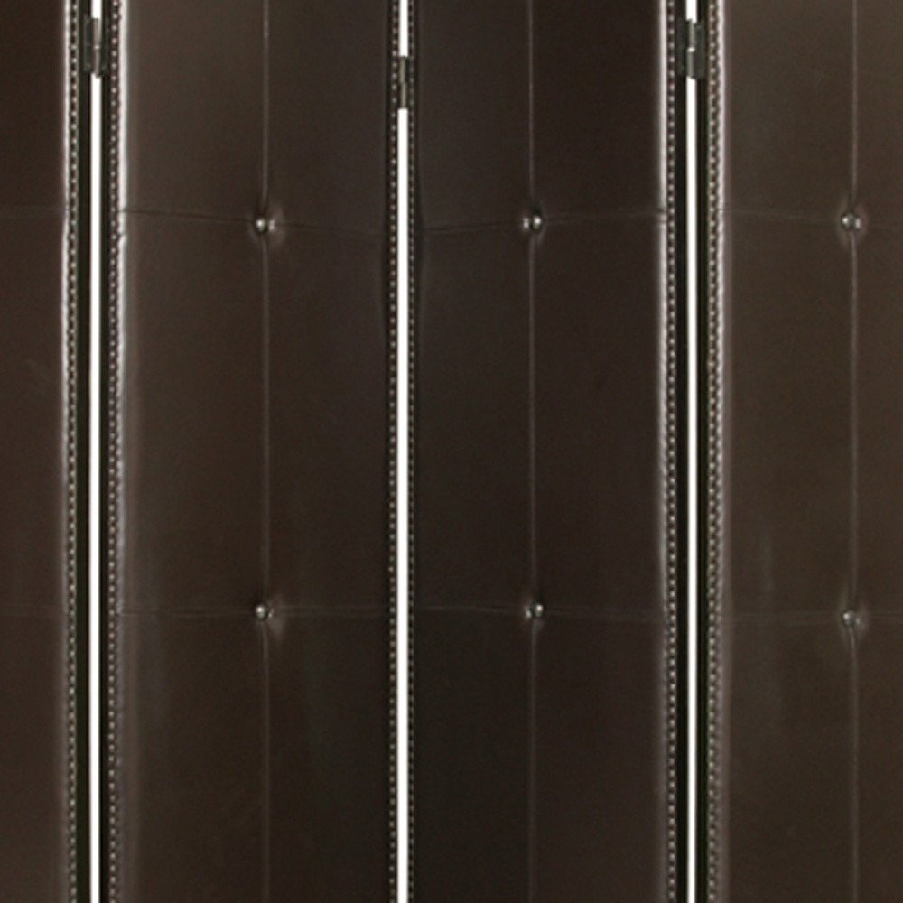 84" Brown Faux Leather Folding Four Panel Screen Room Divider