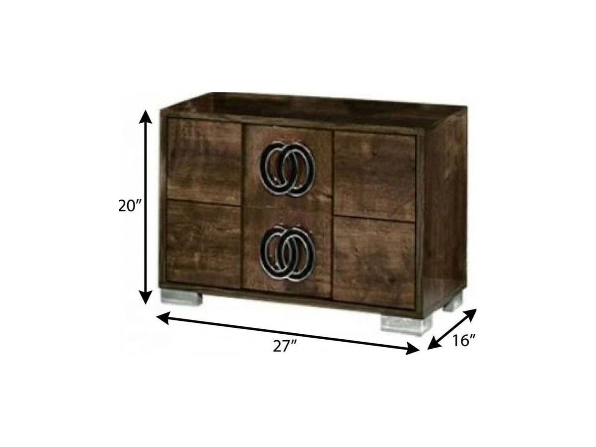 20" Walnut Wood Nightstand