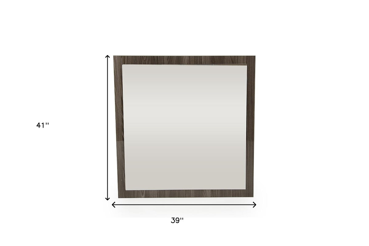 41" Gray Square Wood Framed Accent Mirror
