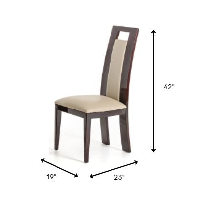Set Of Two Taupe And Brown Ash Solid Back Dining Chairs