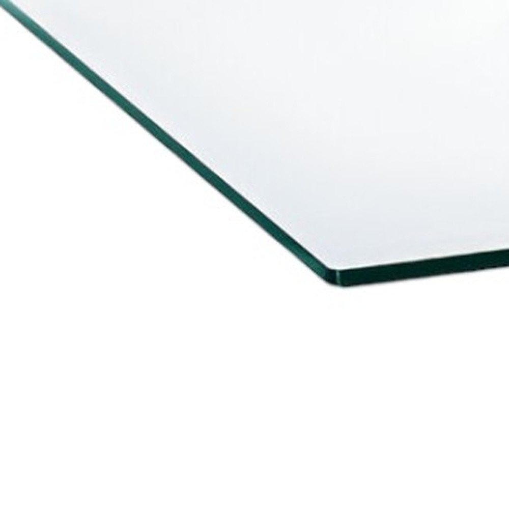 47" Clear and Silver Glass And Steel Cross Legs Coffee Table