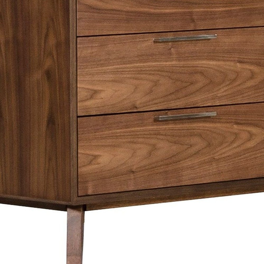 51" Brown Wood Six Drawer Double Dresser
