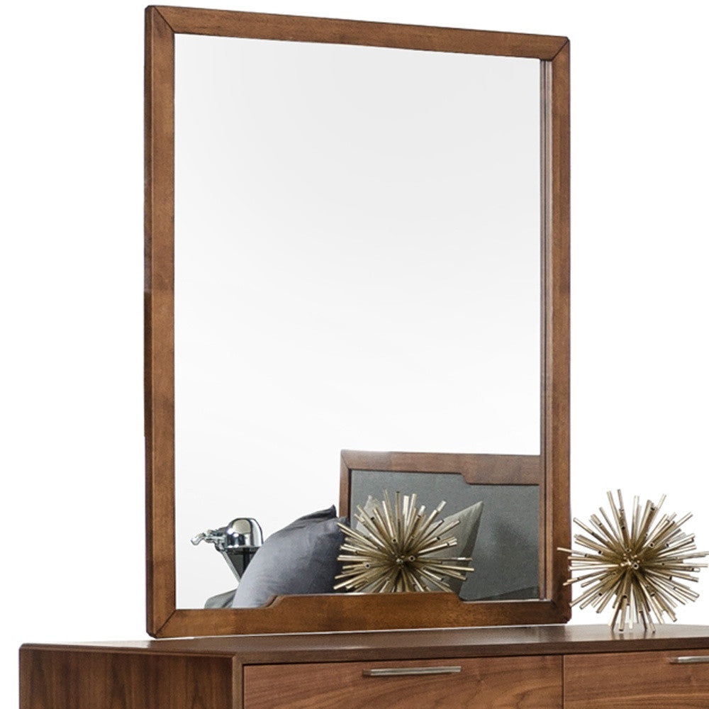 40" Brown Wood Framed Mounted Dresser Mirror