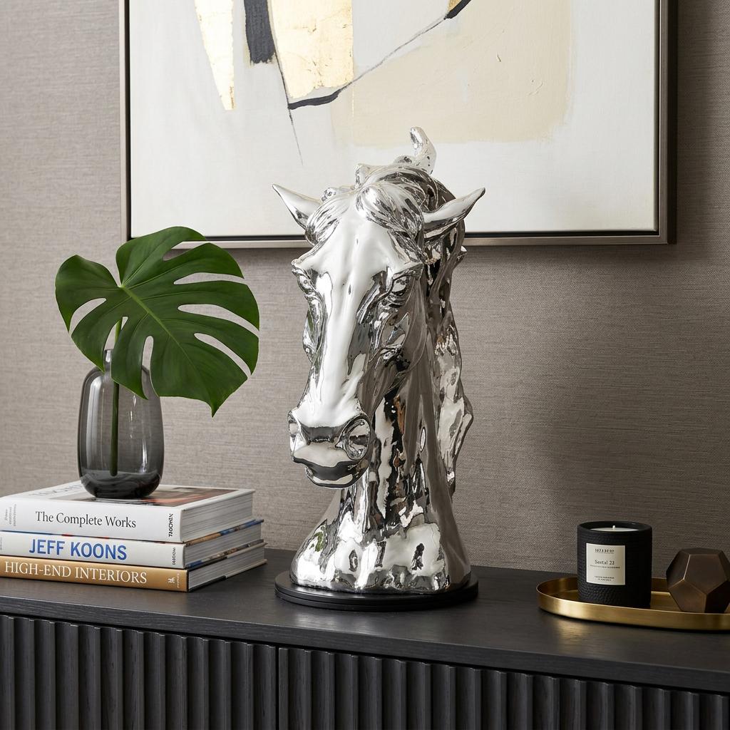 11" Silver Glass Figurine Tabletop Sculpture