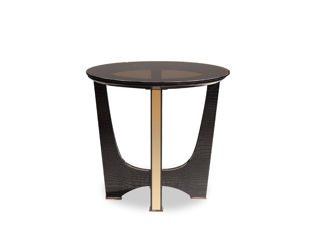 22" Black Crocodile And Rosegold End Table
