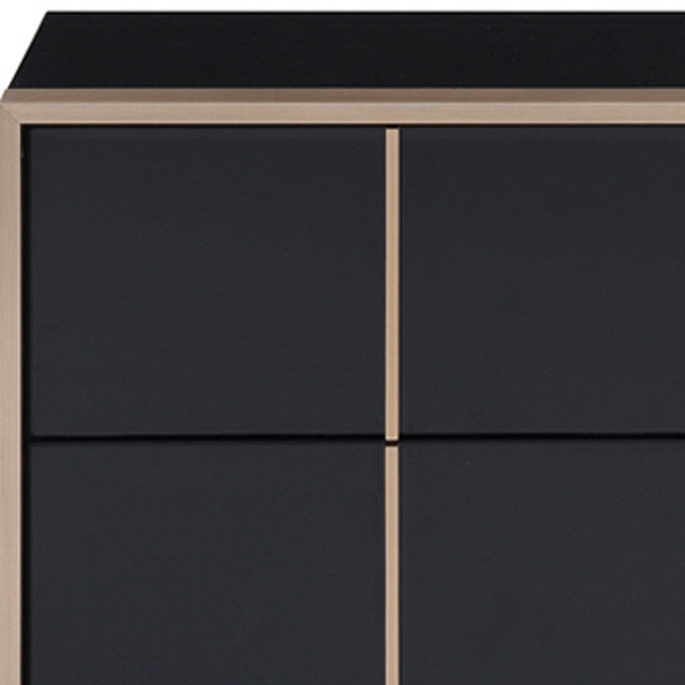 20" Black Wood Two Drawer Nightstand
