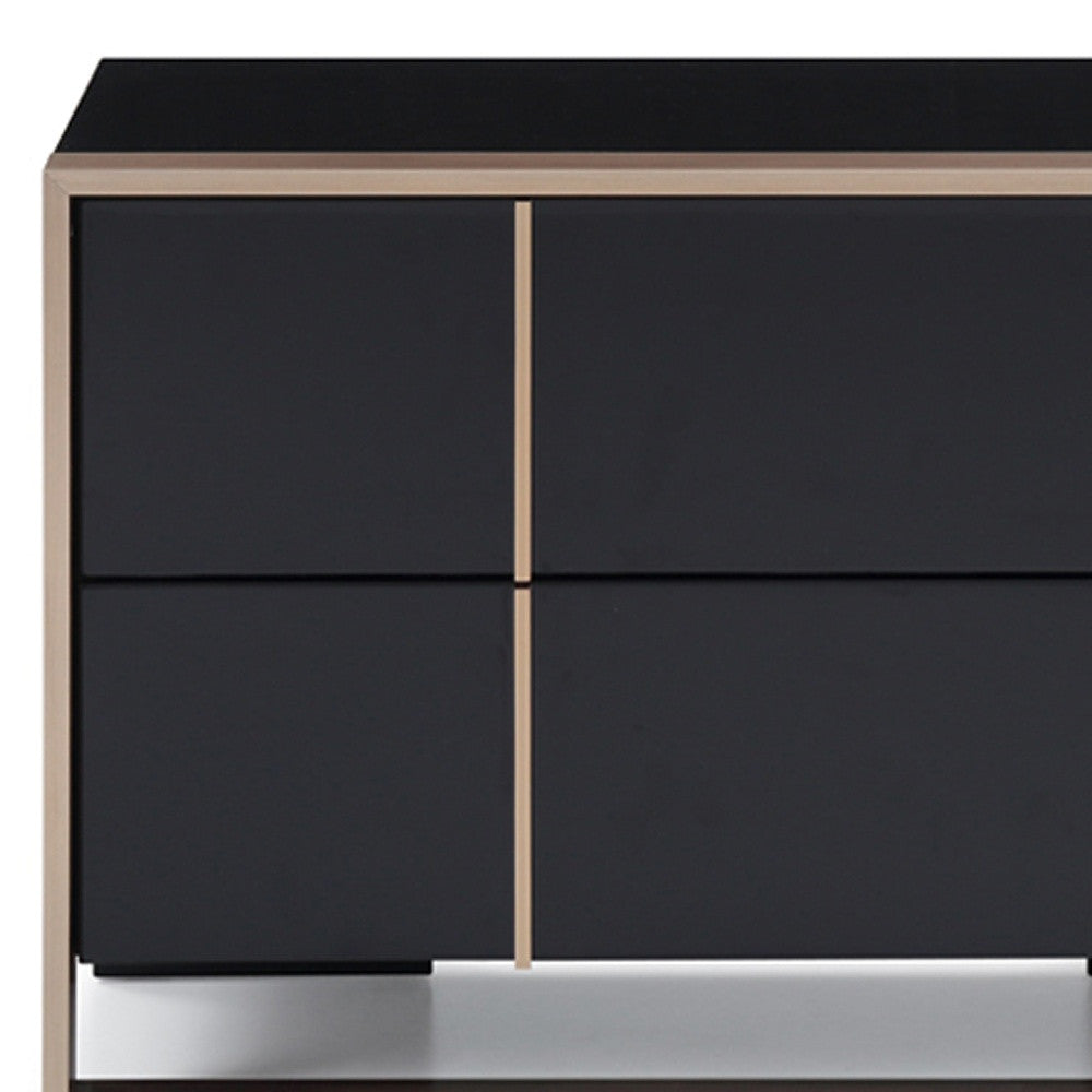 20" Black Wood Two Drawer Nightstand