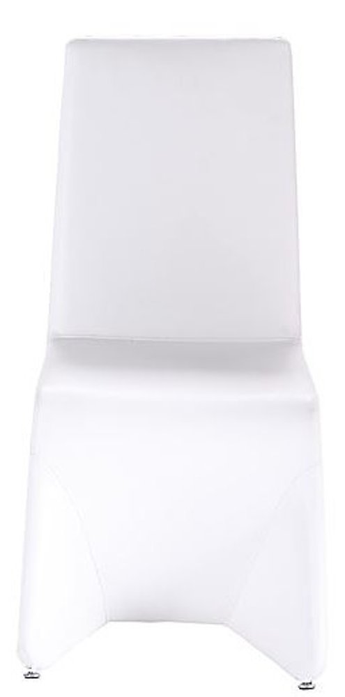 Set of Two White Upholstered Faux Leather Dining Side Chairs