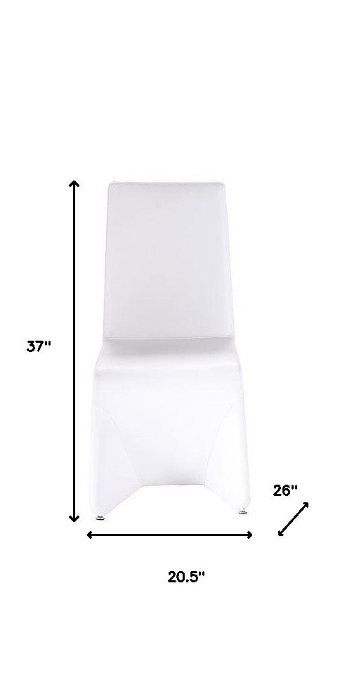 Set of Two White Upholstered Faux Leather Dining Side Chairs