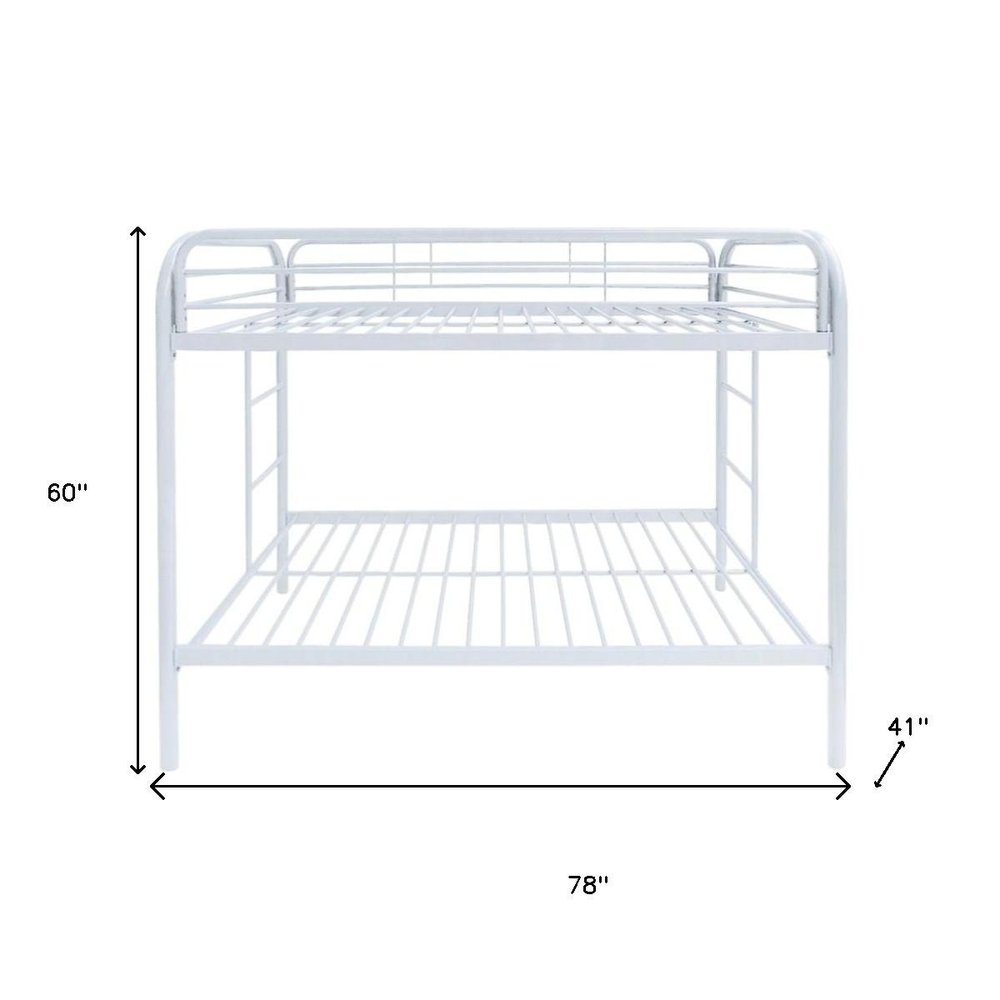 White Twin Over Twin Metal Bunk Bed