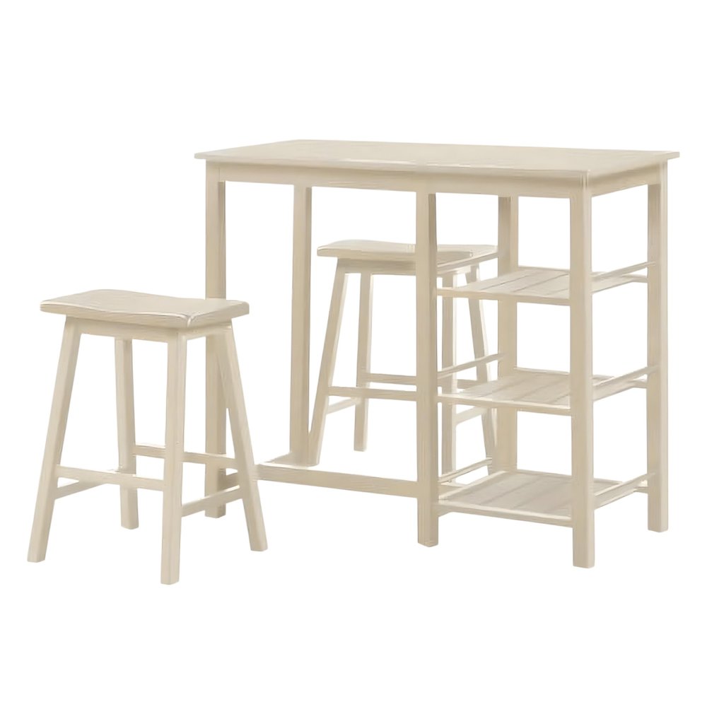 43" Three Piece Beige Solid Wood Rectangular Bar Table