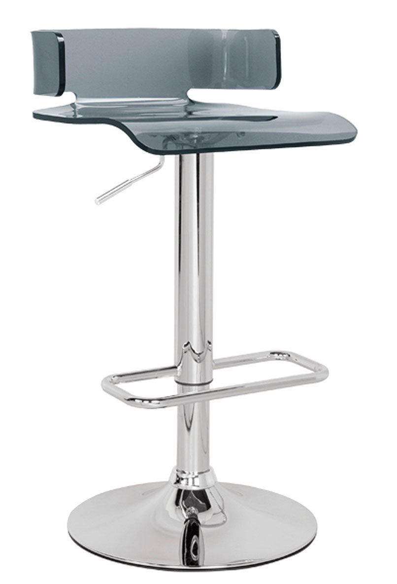 " Clear And Silver Stainless Steel Low Back Counter Height Bar Chair