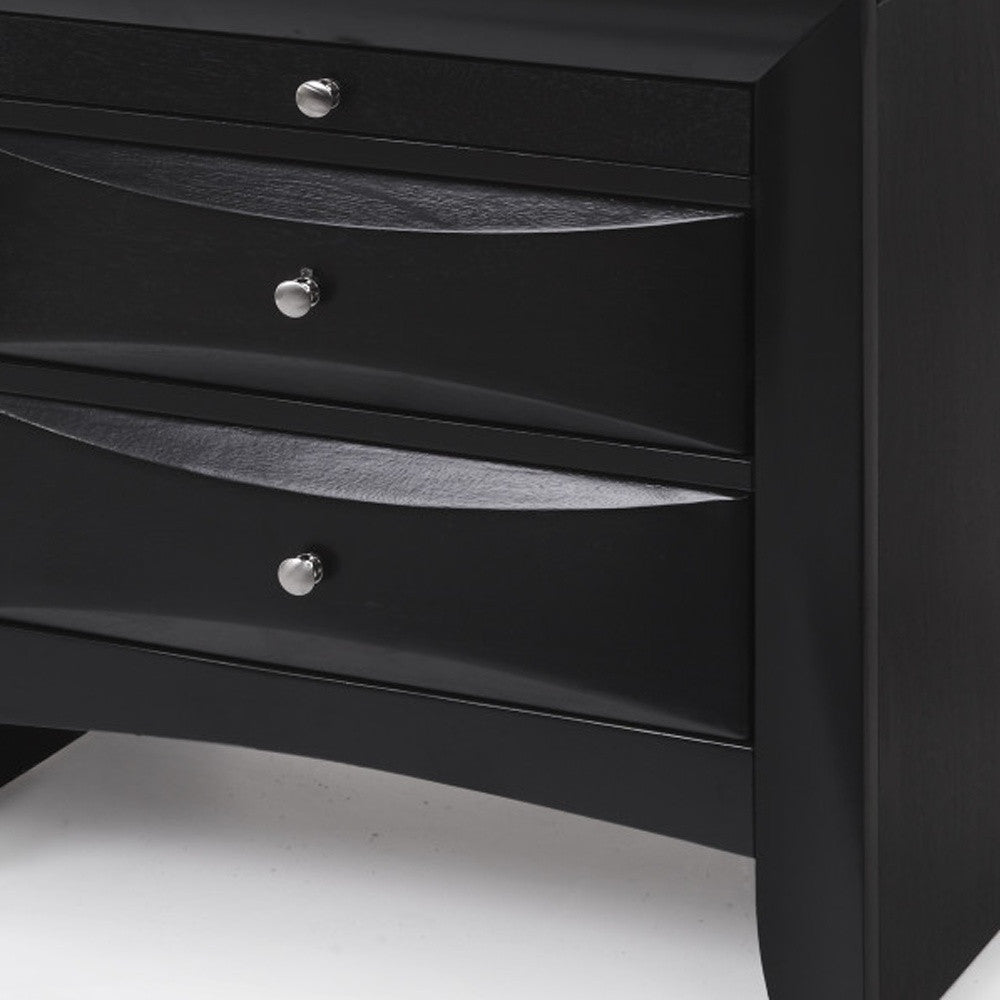 25" Dark Brown Solid Wood Three Drawer Nightstand