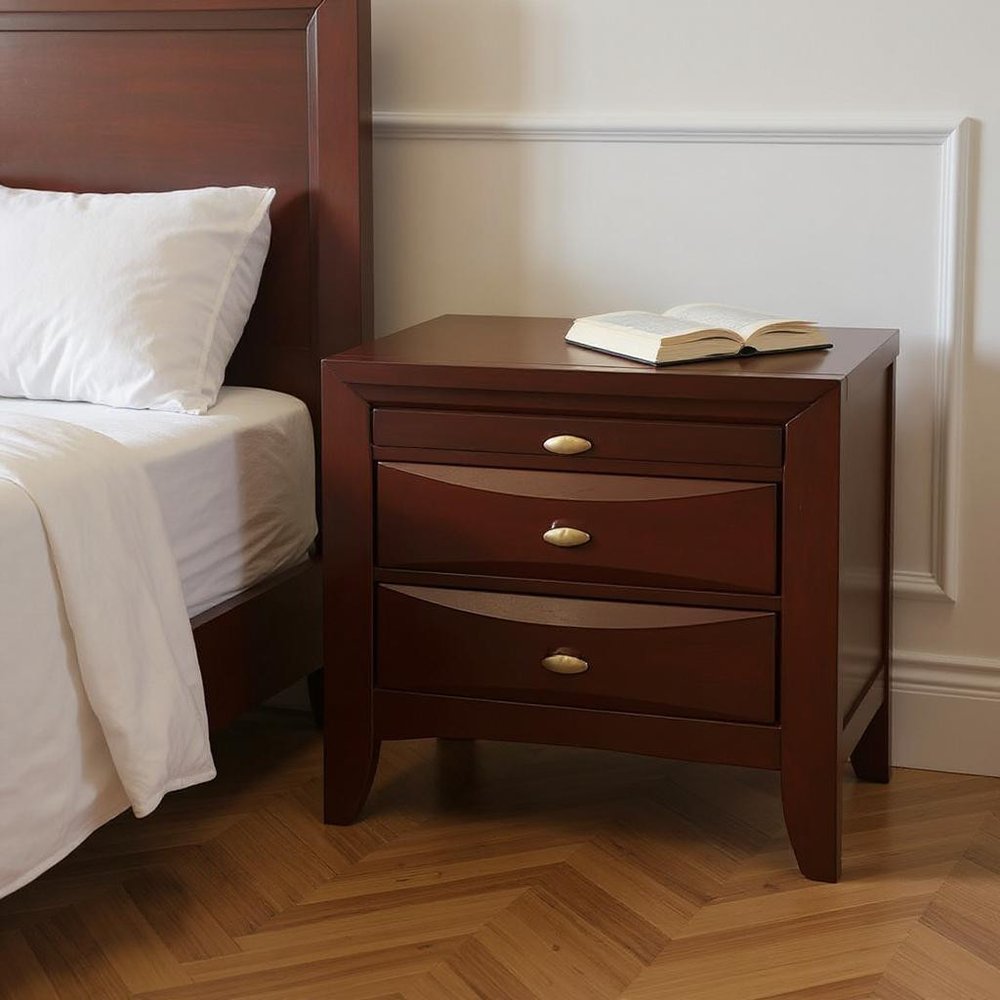 Elegant White 3 Drawer Nightstand