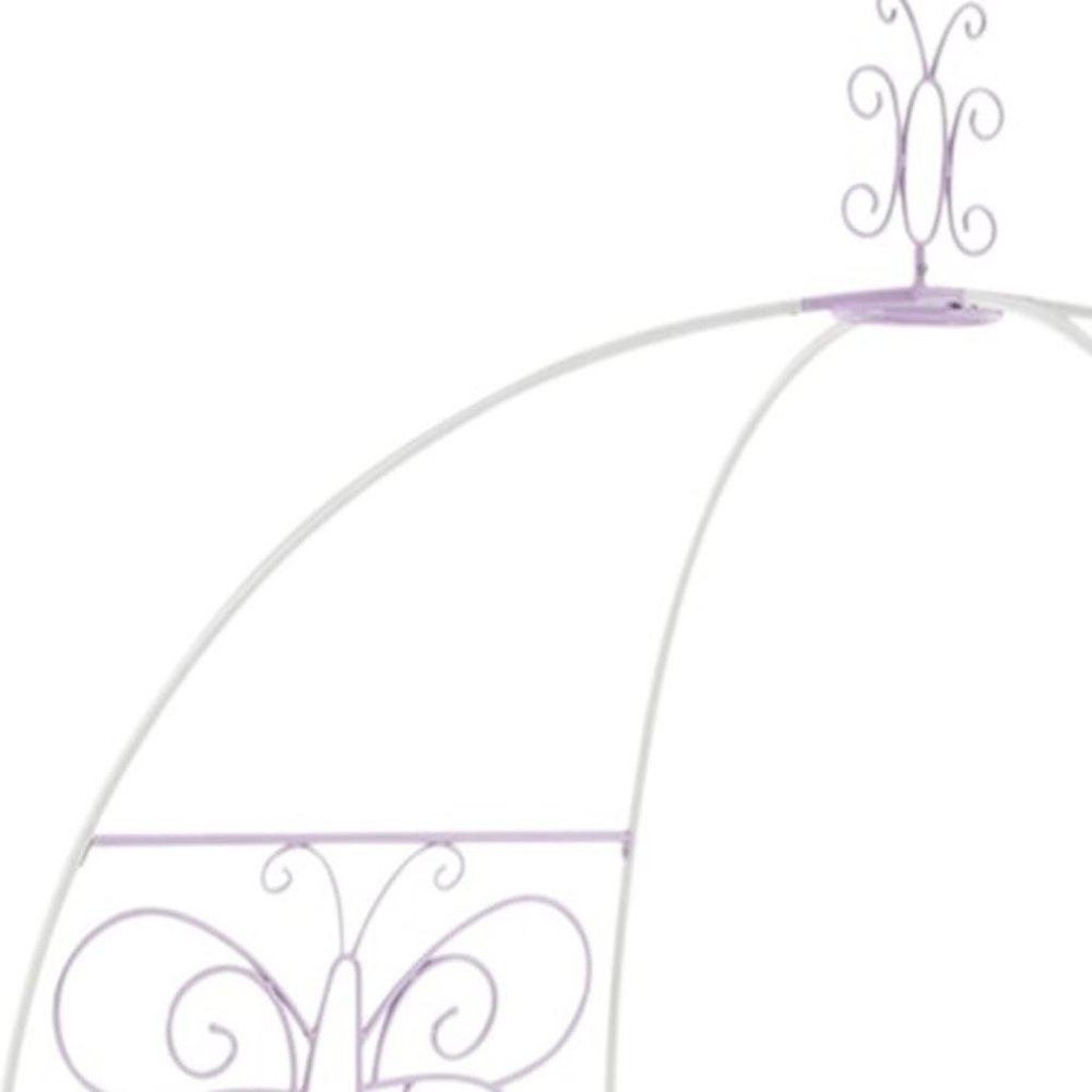 Purple and White Metal Canopy Bed Frame