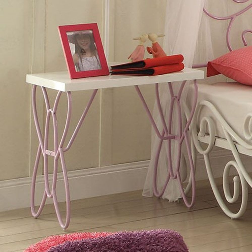 22" Lilac And White Rectangular Nightstand With Top